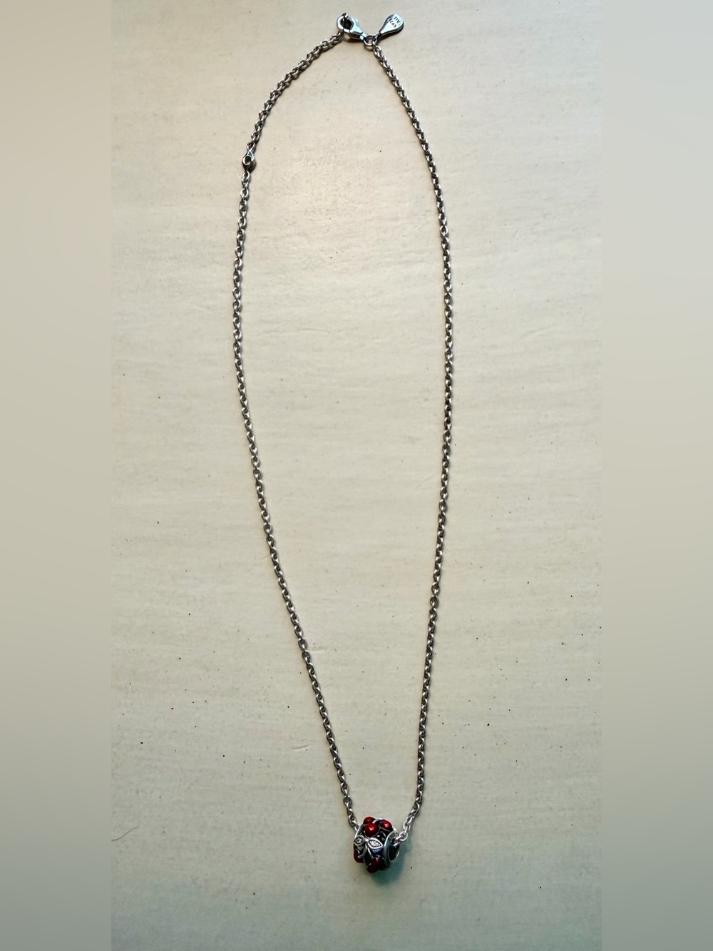 Pandora Silver Necklace with Cherry Charm